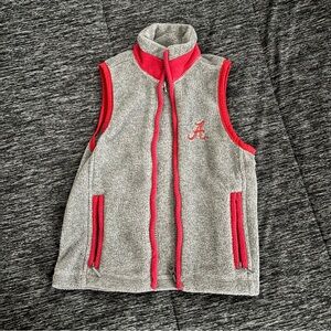 Gray and Red Alabama fleece Vest with Embroidered Logo